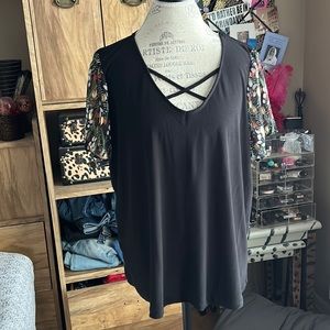 Love Scarlet Sheer Sleeve Blouse - 2X